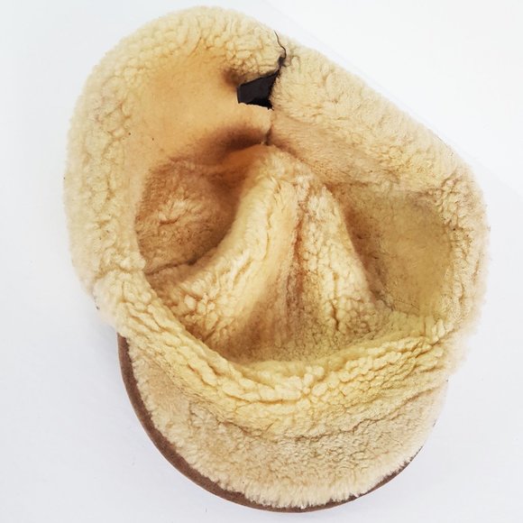 Vintage Brown Shearling Sheepskin Leather Trapper Earflap Hat - Picture 7 of 9
